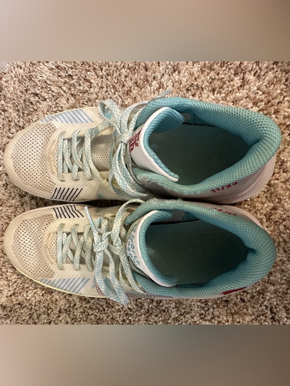 Nike Women's Aqua and White Mesh Sneakers